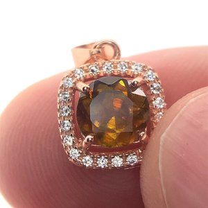 Sphene .80ct Rose Gold Finish Solid 925 Sterling Silver Pendant